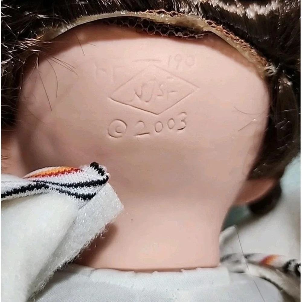 VTG Realistic Curly Brown Hair Doll Date 2003 Soft Body Plastic Face 18 In NSJF